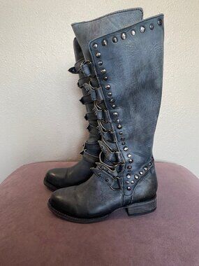 Freebird Rory Moto Boot Navy (Gray) - Size 7
